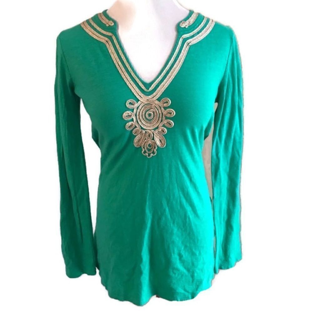 Lilly Pulitzer Green Gold 100% Cotton TunicSz S